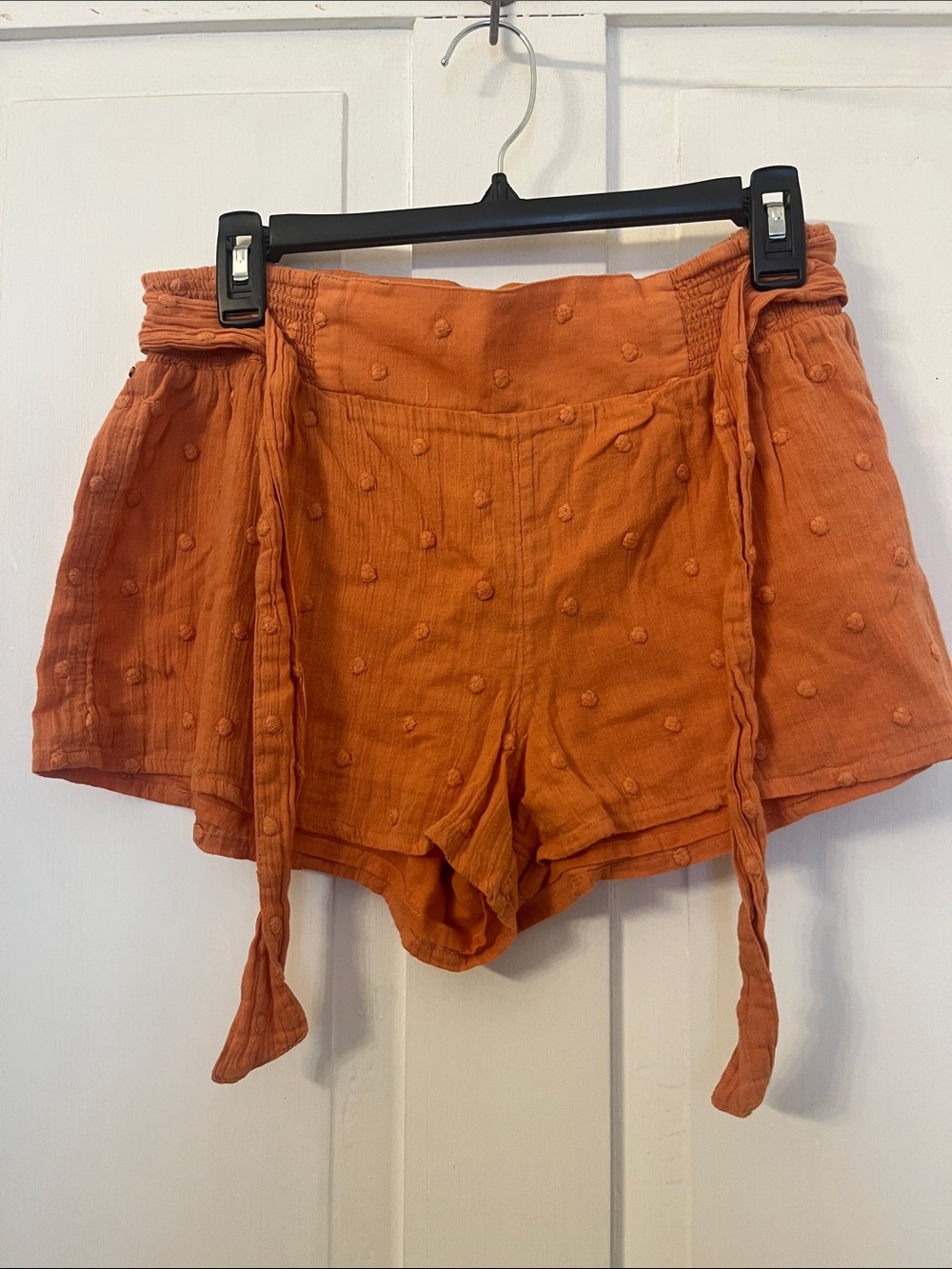 O'Neill Women's High-Waist Textured Tie-Front Shorts - Orange